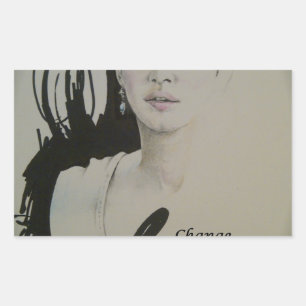 Adesivo Retangular A mudança não é um espectador Impressão de arte de