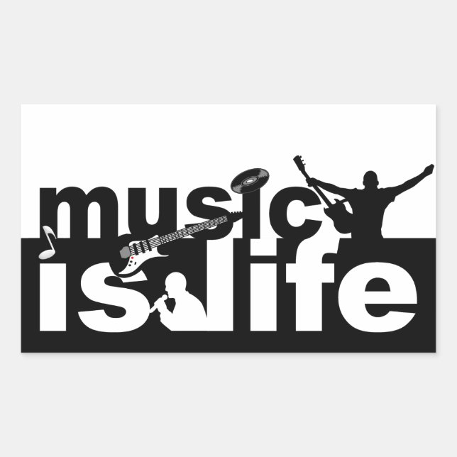 Adesivo Retangular A música é adesiva de vida (Frente)