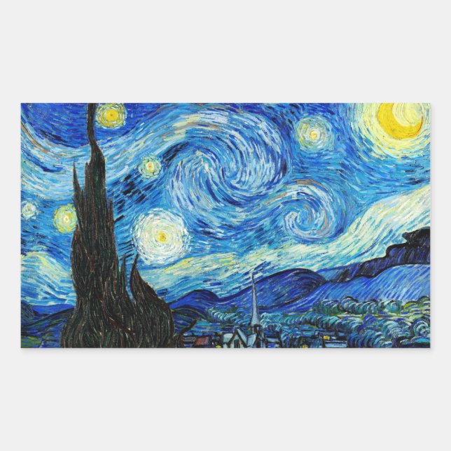 Adesivo Retangular A Noite Estrelada - Van Gogh (Frente)