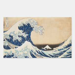 Adesivo Retangular A onda de Excelentes de Kanagawa por Hokusai