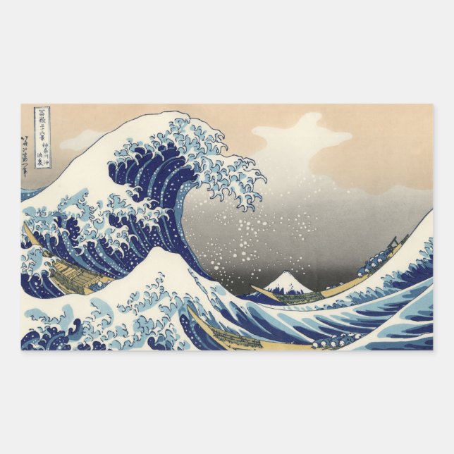 Adesivo Retangular A onda do Excelente de Kanagawa Hokusai (Frente)