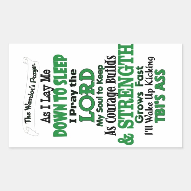 Adesivo Retangular A oração do guerreiro TBI (Frente)