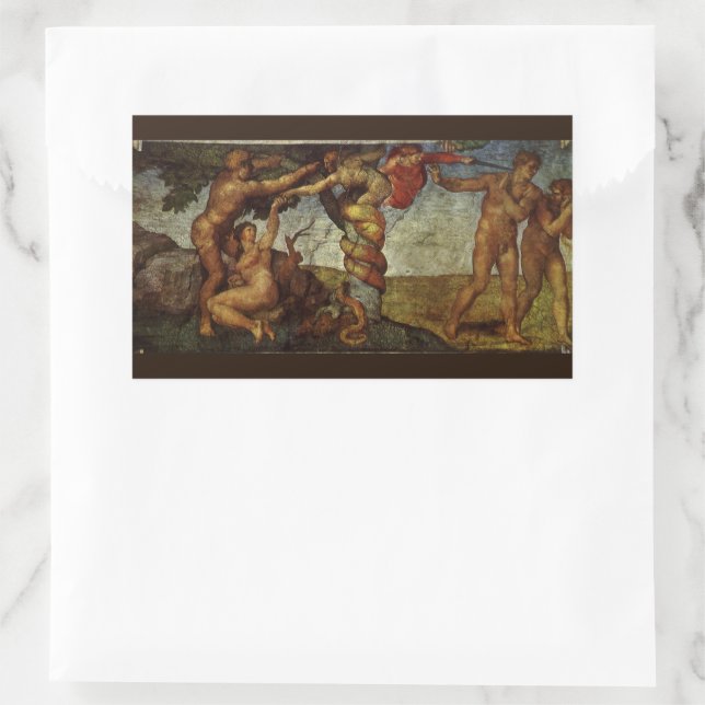 Adesivo Retangular A Queda e Expulsão de Michelangelo, Jardim do Éden (Bolsa)