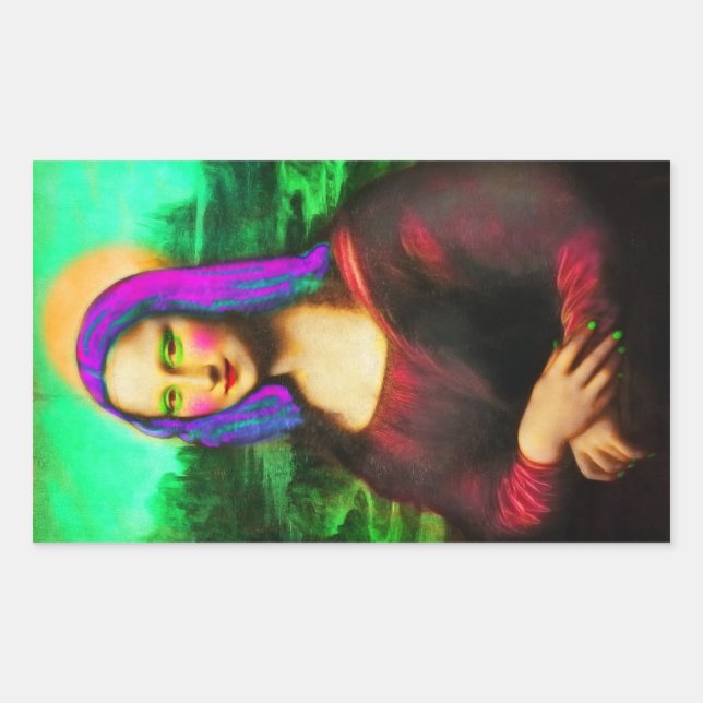 Adesivo Retangular a senhora Mona lisa (Frente)