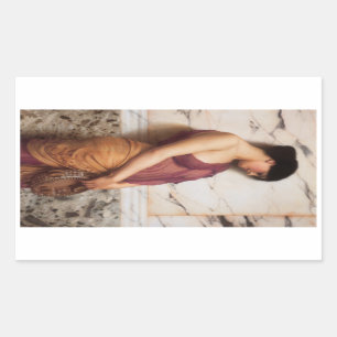 Adesivo Retangular A Tambourine Girl de John William Godward