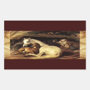 ADESIVO RETANGULAR A TENDA ÁRABE COM CAVALOS, OUTRO BURAÇO ANIMAL