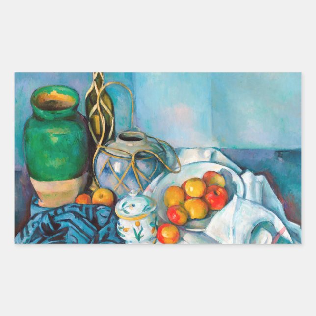 Adesivo Retangular A vida com as maçãs Paul Cézanne pintura comida (Frente)