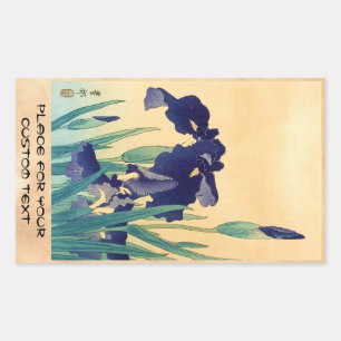 Adesivo Retangular A violeta japonesa do ukiyo-e do vintage clássico