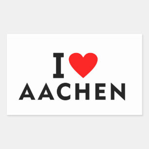 Adesivo Retangular Aachen Alemanha cidade do amor coração como viajar