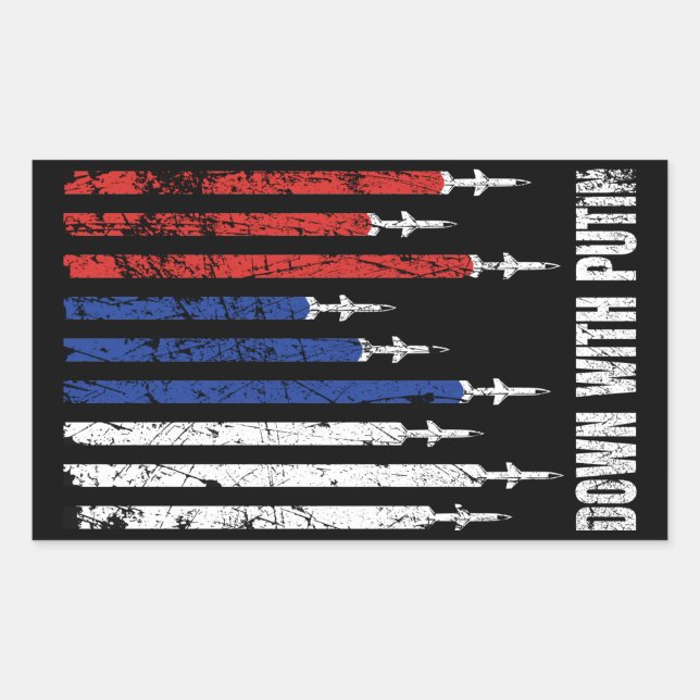 Adesivo Retangular Abaixo Putin Antiwar Peace Ucrânia (Frente)