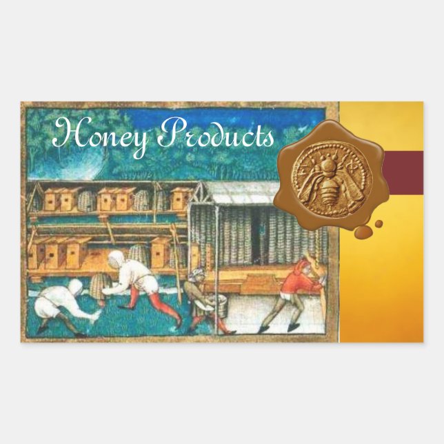 ADESIVO RETANGULAR ABELHA DE MEL, CARNE DE BOVINO (Frente)