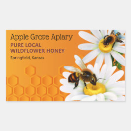 Adesivo Retangular Abelhas de mel e flores de margarida