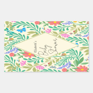 Adesivo Retangular Abelhas De Mel, Ladybug, Borboleta, Dragonfly & Fl