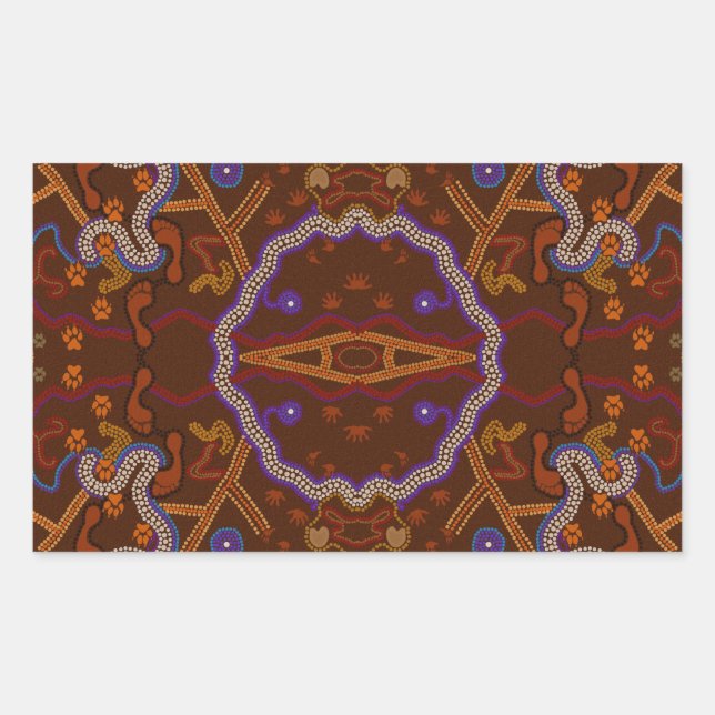 Adesivo Retangular aborígines australianos caminham com trilhas de an (Frente)