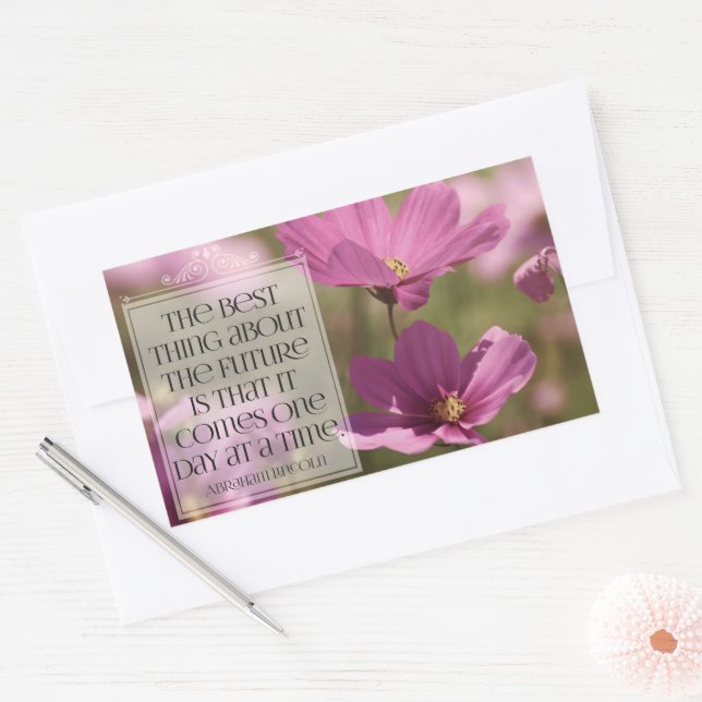 Adesivo Retangular Abraham Lincoln Inspirational Cote "O futuro" (Envelope)