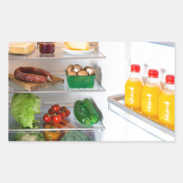 Adesivo Retangular Abrir o frigorífico cheio de comida