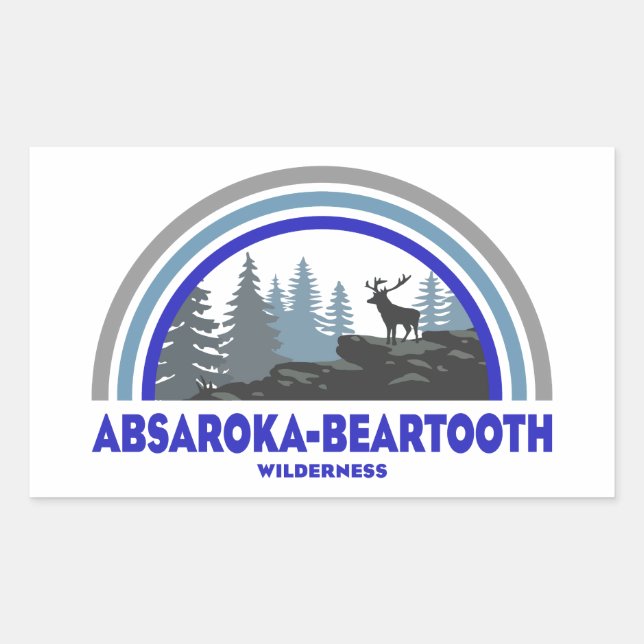 Adesivo Retangular Absaroka - Beartooth Wilderness Veado Arco-íris (Frente)