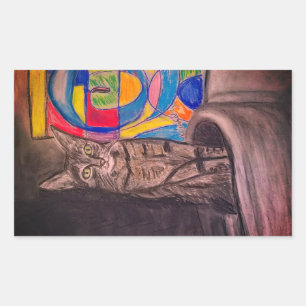 Adesivo Retangular Abstracções do gato