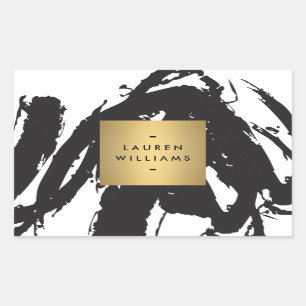 Adesivo Retangular Abstrato Black Brushstrokes Personalizados Sticker