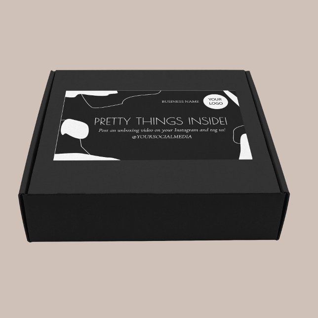 Adesivo Retangular Abstrato Black & White Business Packker (Criador carregado)