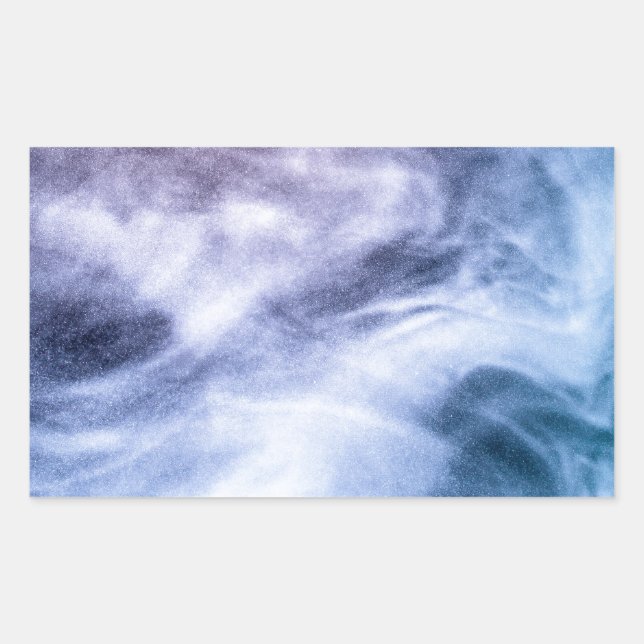 Adesivo Retangular Abstrato branco-roxo azul nuvens celestiais fumam (Frente)