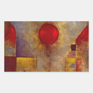 Adesivo Retangular Abstrato de Arte do Balão Vermelho de Paul Klee