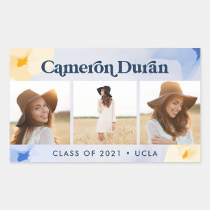 Adesivo Retangular Abstrato de moderno colagem formando azul r