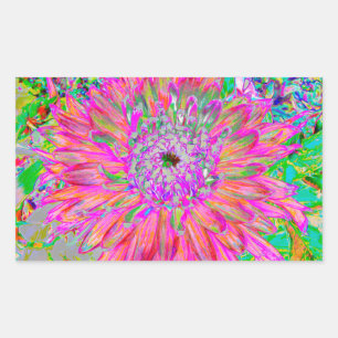 Adesivo Retangular Abstrato do arco-íris colorida Dahlia Flower