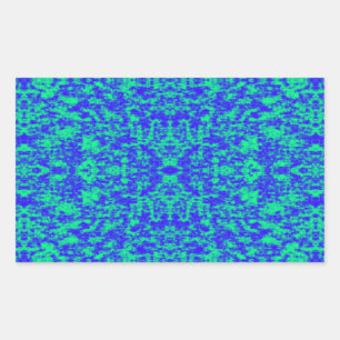 Adesivo Retangular Abstrato Fractal Em Azul E Verde