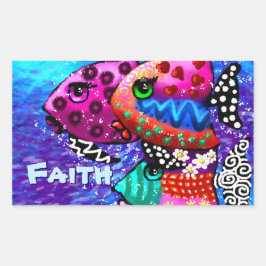 Adesivo Retangular Abstrato Náutico Trio Colorida de Peixes Whimsical