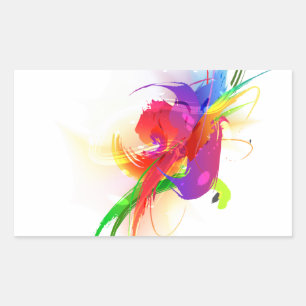 Adesivo Retangular Abstrato Rainbow Lorikeet Paint Splatters