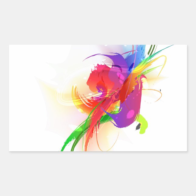 Adesivo Retangular Abstrato Rainbow Lorikeet Paint Splatters (Frente)