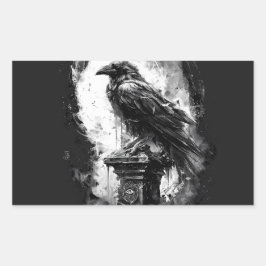 Adesivo Retangular Abyssal Gaze Heavy Metal Raven Skull