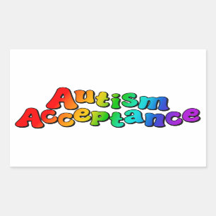 Adesivo Retangular Aceitação Autismo Tipografia Arco-Íris
