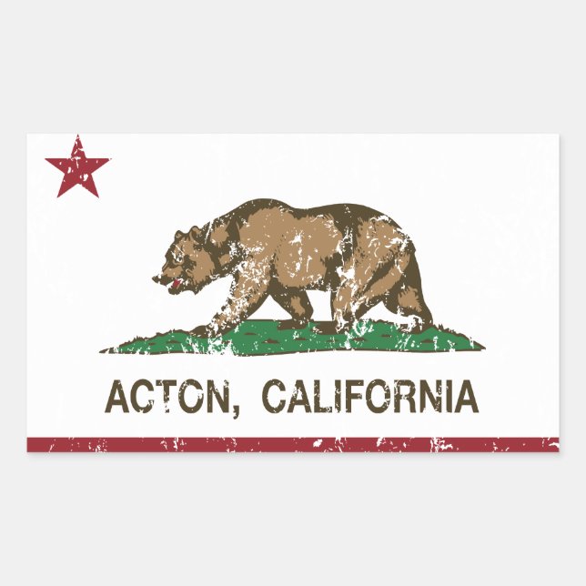 Adesivo Retangular Acton California Flag (Frente)