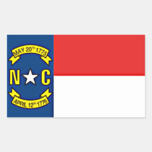 Adesivo Retangular Adesivo, Bandeira da Carolina do Norte,