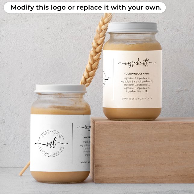 Adesivo Retangular Adicione Seu Logotipo Monograma Ingredientes Rótul (Criador carregado)
