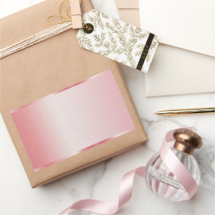 Adesivo Retangular Adicione Seu Nome de Texto Logo Rosa Dourado Model