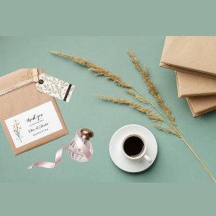 Adesivo Retangular Adorável Casamento de flor selvagem rosa-d'água