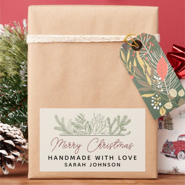 Adesivo Retangular Adornos de Natal feitos à mão (Feriado)