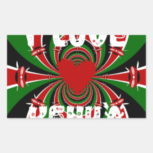 Adesivo Retangular Adoro Heart Kenya: Arte Dinâmica De Bandeiras