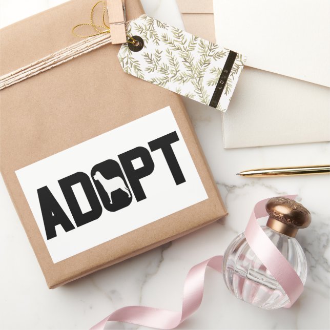 Adesivo Retangular Adotar animais de estimação (Presentear)