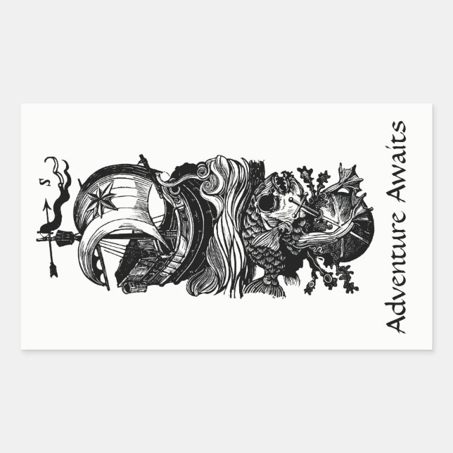 Adesivo Retangular Adventure Aguarda Vinhetas de Embarcação (Frente)