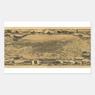 Adesivo Retangular Aerial View of Stockton, Califórnia (1895)
