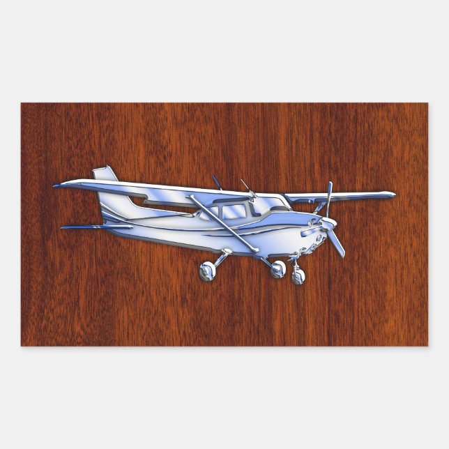 Adesivo Retangular Aeronave Clássica Chrome Cessna Voando Mahogany (Frente)