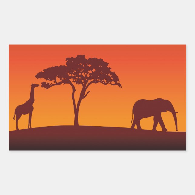 Adesivo Retangular Afafricano Safari Silhouette - Sticker (Frente)