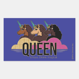 Adesivo Retangular Afro Unicorn Queen Trio Design