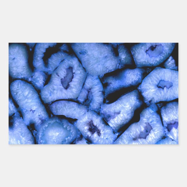 Adesivo Retangular Agate de quartzo azul, Geodes azuis, padrão de abs (Frente)