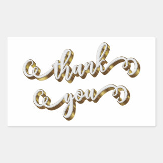 Adesivo Retangular Agradecimento Tipografia Ouro Moderno 