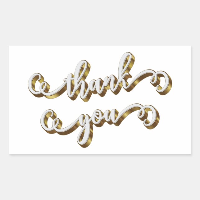 Adesivo Retangular Agradecimento Tipografia Ouro Moderno  (Frente)